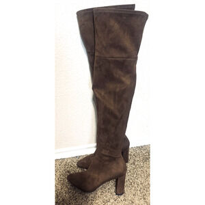 Jeffrey Campbell Thigh High Boots Brown microSuede over knee tall statement sz 8